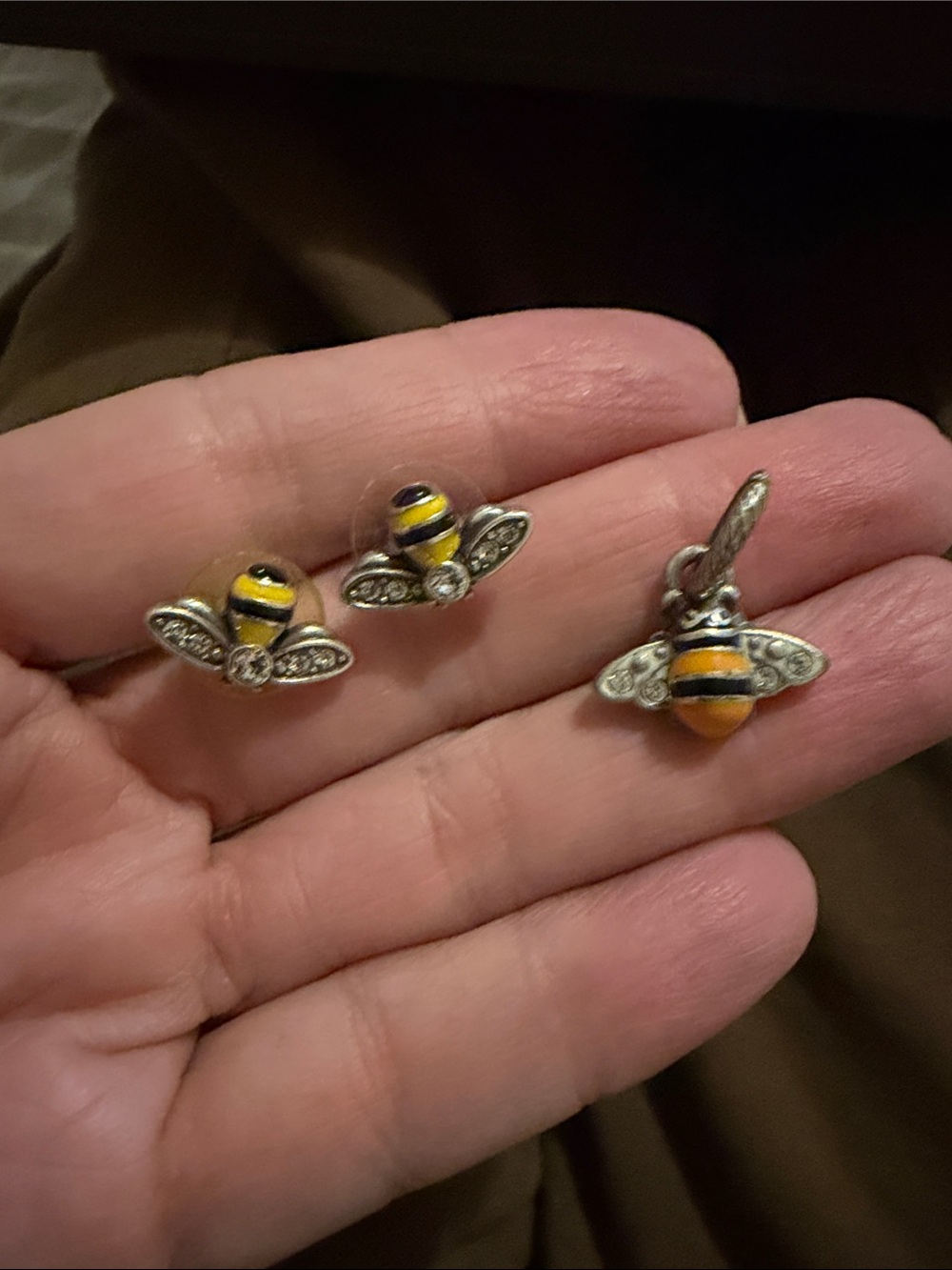 Brighton Yellow & Black Bee Earrings with Bee Charm